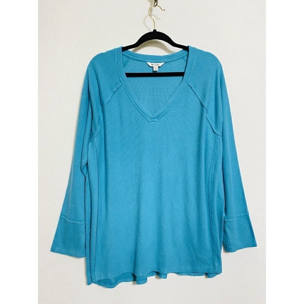 Wildfox Top Womens Size XL Blue Haley Brushed Sweatshirt Comfy Loungewear